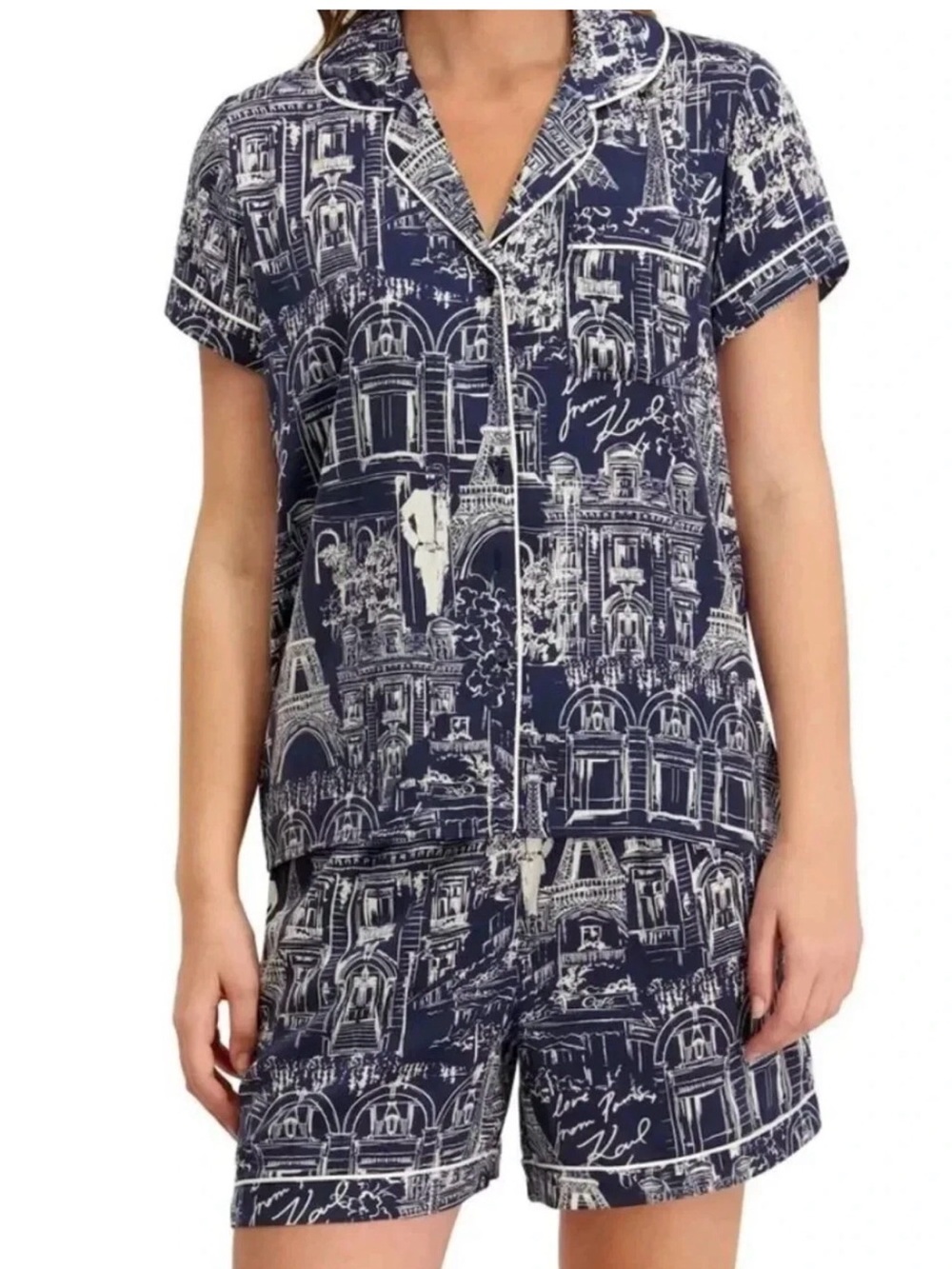 Karl Lagerfeld Women's Notch Collar Pajama Set
